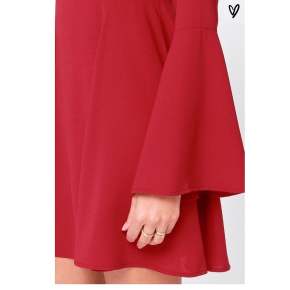 Lulu’s Best of My Love Red Bell Sleeve Dress - Picture 4 of 5